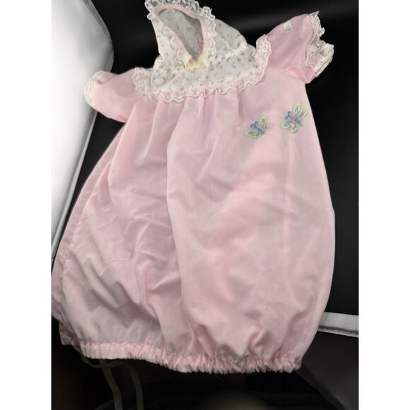 Vtg Cabbage Patch Kids Pink butterflies Preemie Doll Dress Gown 1980s ColecoRARE - Picture 4 of 13
